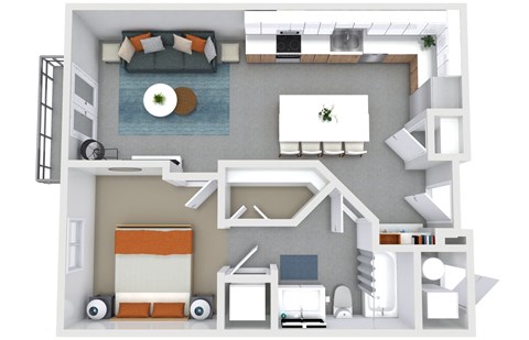 a floor plan of a house with a bedroom and a living room